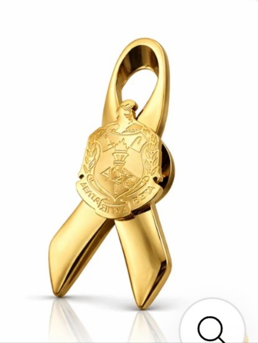Delta Sigma Theta Cancer Awareness Support Pin Goldtone NEW